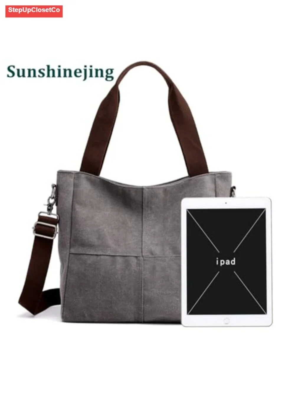 Women's Canvas Tote Bag Satchel Shoulder Crossbody Work Travel Purse
